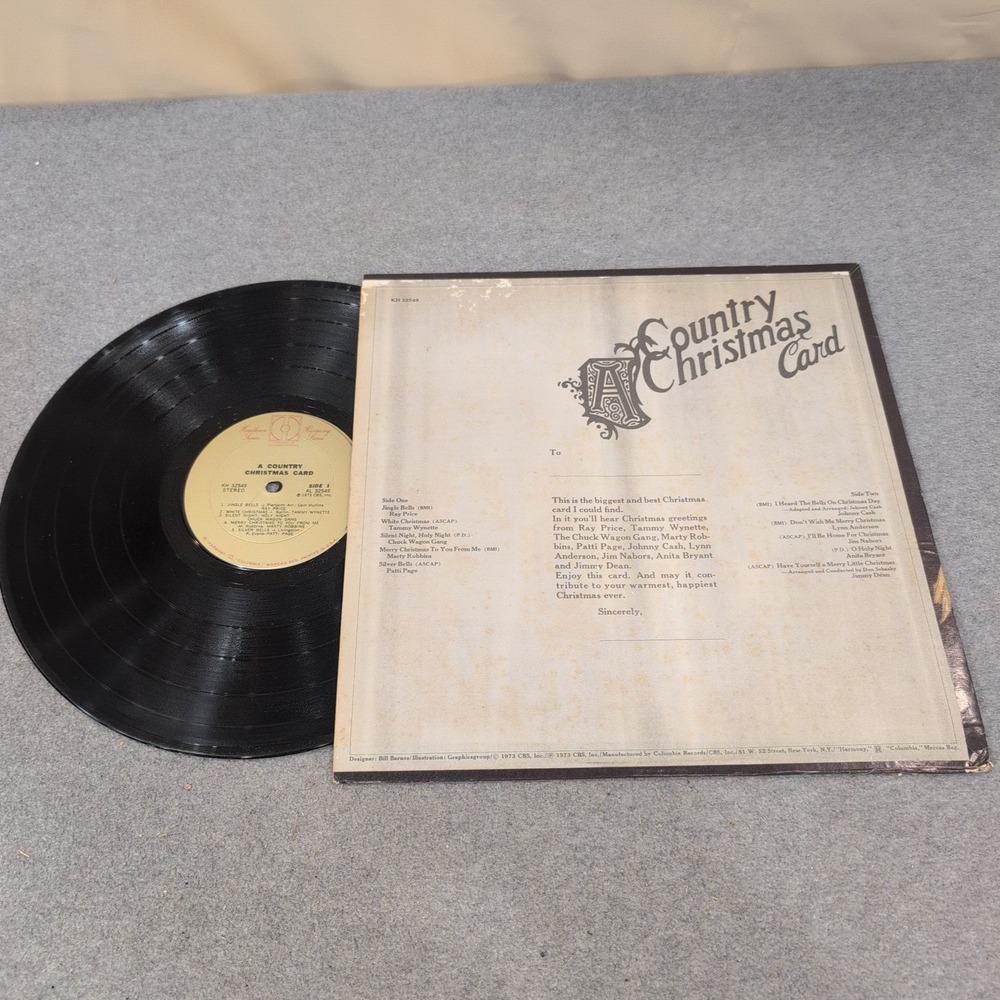 A Country Christmas Card Vinyl LP Various Artists Johnny Cash Tammy Wynette 1973 - Picture 2 of 2